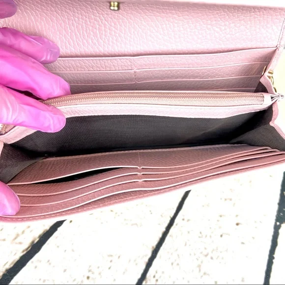 Gucci Marmont Gold Butterfly pink leather wallet crossbody - Picture 5 of 13